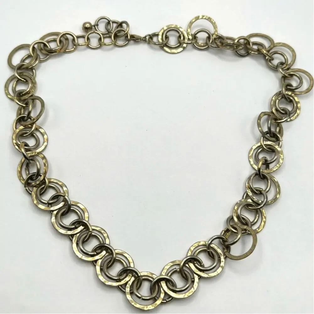 Retro Gold Circle Link Necklace